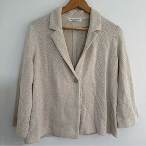 Amina Rubinacci Size 46 Cream Linen Cotton Cardigan Sweater Made In Italy
